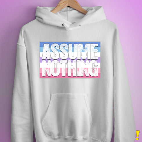 Assume Nothing Bigender Pride Flag Hoodie - White